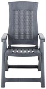 Cadeiras de jardim reclináveis 2 pcs plástico antracite