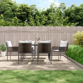 vidaXL 7 pcs conjunto de jantar p/ jardim c/ almofadões vime PE e aço