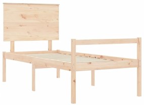 Cama para idosos com cabeceira 100x200 cm madeira maciça