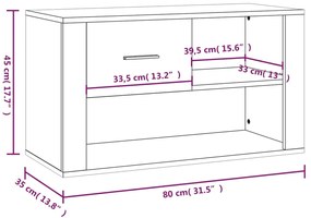 Sapateira 80x35x45 cm derivados de madeira sonoma cinza
