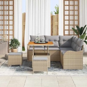Conjunto de Sofá de Jardim de 8 Peças com Almofadas em Rattan Poliéste