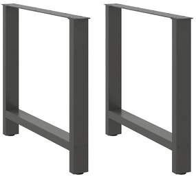 Pés para mesa de jantar antracite 2 peças 80x(72-73) cm aço