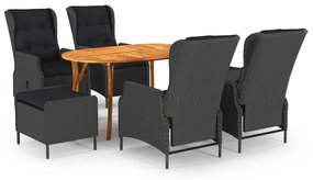 vidaXL 7 pcs conjunto de jantar para jardim cinzento-escuro