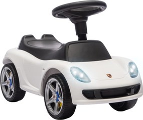 AIYAPLAY Carro sem Pedais para Crianças 18-36 Meses com Licença Porsche, 2 Faróis, Buzina e Som de Arranque, 63x28,5x38 cm, Branco | Aosom Portugal
