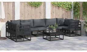Conjunto de Sofá de Jardim 7 pcs Preto Alumínio