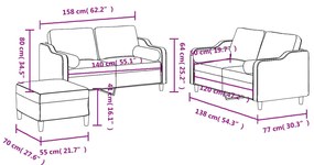 3 pcs conjunto de sofás com almofadas tecido cinzento-escuro