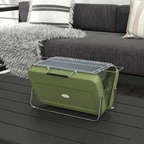 Mini cgrelhador a carvão portátil com mala de transporte, grelhador de mesa dobrável para jardim, 47 x 30 x 28 cm, verde