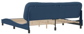 Estrutura de cama sem colchão 200x200 cm tecido azul