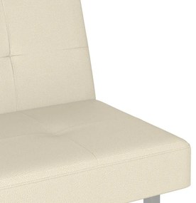 Sofá-cama com suporte para copos couro artificial cor creme
