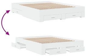 Estrutura de cama c/ gavetas 140x200cm derivados madeira branco