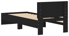 Estrutura cama cabeceira 75x190 cm derivados de madeira preto