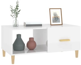 Mesa de centro 89,5x50x40 cm derivados madeira branco brilhante
