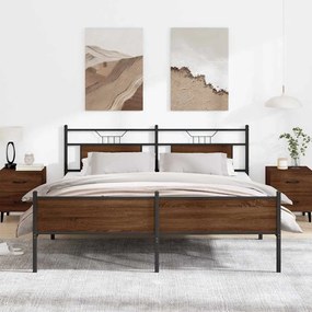 Estrutura cama sem colchão 160x200 cm metal carvalho castanho