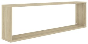 Estantes parede cúbicas 4pcs derivados madeira carvalho sonoma