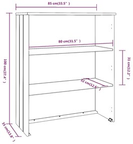 Topo p/ armário alto HAMAR 85x35x100 pinho maciço cinza-escuro