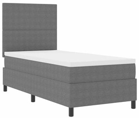 Cama Box Spring com Colchão Cinza Claro 80x200 cm Tecido de corduroy