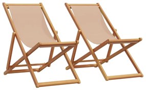 vidaXL Cadeiras praia dobráveis 2 pcs tecido/madeira cinza-acastanhado