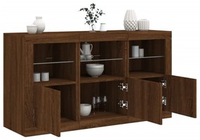 Aparador com luzes LED 123x37x67 cm carvalho castanho