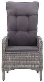 3 pcs conjunto de bistrô para jardim vime PE e vidro cinzento