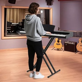 Piano digital de 88 teclas tamanho real com teclas semi-contrapesadas, altifalantes duplos, modo de teclado duplo e 3 pedais, suporte ajustável para p