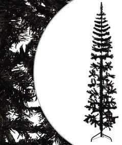 vidaXL Meia árvore de Natal fina com suporte 240 cm preto