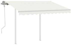 Toldo retrátil manual com postes 3x2,5 m cor creme