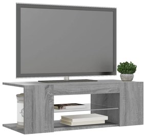 Móvel de TV com luzes LED 90x39x30 cm cinzento sonoma