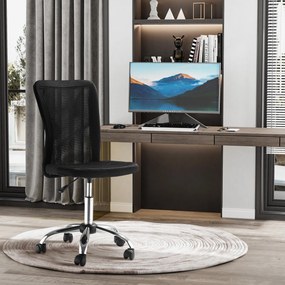 Cadeira de Escritório de Malha Giratória sem Apoio para os Braços com Altura Ajustável Carga 43x58x90-100 cm Preto