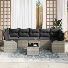 Conjunto de Sofás para Jardim com 8 Peças e Almofadas Cinza Claro em R