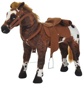 HOMCOM Cavalo de Brinquedo para Crianças acima de 3 Anos com Sons Realistas 85x28x60 cm Marrom | Aosom Portugal