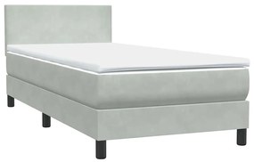 Cama com molas/colchão cinzento-claro 80x220 cm veludo
