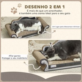 Sofá Arranhador para Gatos em Forma de Sofá com Erva para Gatos para Interior 56,5x24x26 cm Castanho