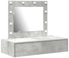 Mesa de Maquiagem Montada na Parede com Luzes LED Cinza Concreto