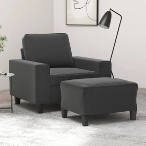 vidaXL Poltrona com apoio de pés 60 cm tecido microfibra cinza-escuro