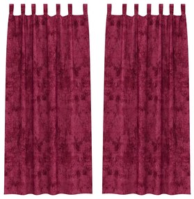 Cortinas de Veludo 2 peças com Ilhós Vermelho Vinho 245x140 cm