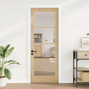 vidaXL porta de interior com vidro "ORKDAL" 78x211x4 cm em madeira maciça de pinho