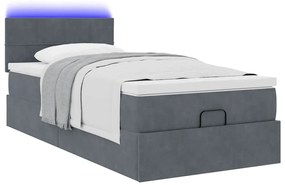 Estrutura cama otomana colchão 90x190 cm veludo cinzento escuro