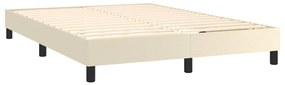 Estrutura de cama 140x200 cm couro artificial cor creme