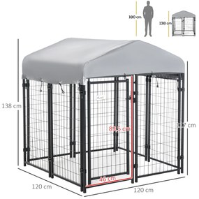 PawHut Parque para Animais de Estimação com Teto 120x120x138cm Canil p