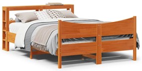 Estrutura cama c/ cabeceira 140x200cm pinho maciço castanho-mel