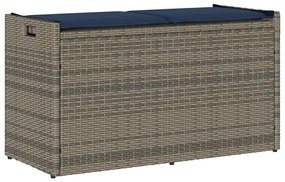vidaXL Banco de arrumação exterior com almofadão 100 cm vime PE