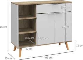 Aparador de Sala de Estar Aparador de Cozinha com 1 Gaveta 2 Portas de