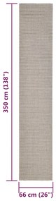 Tapete sisal natural 66x350 cm cor areia