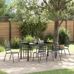 vidaXL Conjunto de Jantar de Jardim 7 Peças Cinza Escuro em Aço