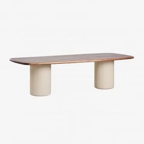 Mesa De Jantar Retangular 270x110 Cm Em Madeira De Acácia Bogotá Castanho-acácia Escuro & Beige Tapioca - Sklum