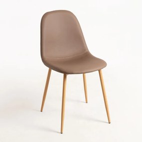 Cadeira Teok Couro Sintético - Beige