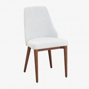 Cadeira De Jantar Estofada Leiden Madeira Escura & Tecido Branco Quebrado - Sklum