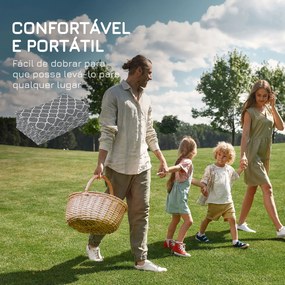 Outsunny Tapete de Exterior 182x274cm Tapete Moderno Reversível de Plástico Impermeável para Varanda Campismo Praia Cinza e Branco