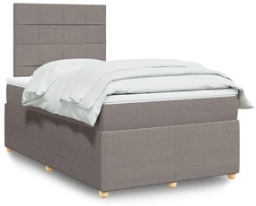 Cama boxspring c/ colchão 120x190cm tecido castanho-acinzentado