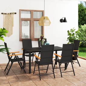 vidaXL 7 pcs conjunto de jantar para jardim preto e castanho